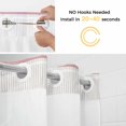 thumbnail image 2 of No Hook Pink Purple Striped Shower Curtain with Snap in Liner Set, Abstract Modern Geometric Stripes Waterproof Fabric Bathroom Curtains with See Through Top Window, Hotel Style Modern 66 x 72 Inch, 2 of 9