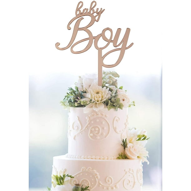 Starsgarden Rose Gold Welcome Baby Boy Cake Topper Htooq Baby Shower Or Newborn Gender Reveal Party Decorations(Rose Gold Boy) - - Other 