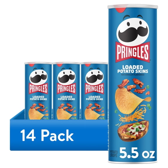 (14 pack) Pringles Loaded Potato Skins Potato Crisps Chips, Lunch Snacks, 5.5 oz Canister