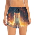 thumbnail image 2 of KLL Starry Sky Constellation Cat Pattern Shorts Women,Athletic Shorts High Waisted Running Shorts Pocket Sporty Short Gym Elastic Workout Shorts-X-Large, 2 of 7