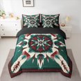 thumbnail image 2 of Manfei Teens Female Men Abstract Feather 7-Piece Twin Bedding Sets,Bohemian Aztec Bedding Comforter Set,Tribal Theme Breathable Sheet Sets,Ultra Soft Home Decor,Reversible, 2 of 8
