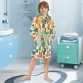 thumbnail image 5 of FORMRS Niños Bathrobe Unisex Hooded Robe Soft Plush Pajamas Sleepwear, Size 4-6T, Beige Clover Pattern, 5 of 7