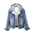 thumbnail image 2 of OSFVNOXV Plus Size Jean Jackets for Juniors Sherpa Lined Denim Jackets Loose Fit Cropped Windbreaker Bomber Jackets, 2 of 5