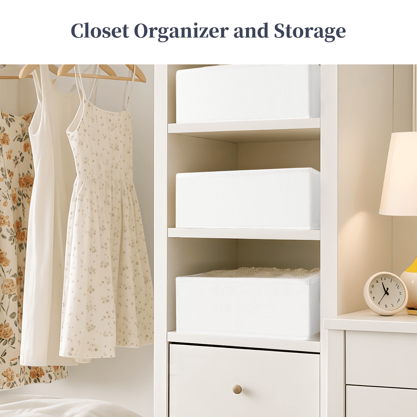 Criusia Drawer Organizer Clothes, Foldable Closet Organization and Storage for Nursery, Bedroom, white