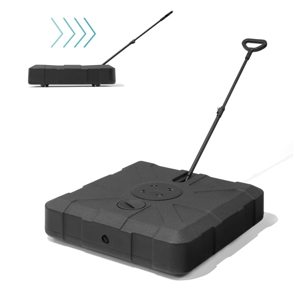 Crestlive Products Outdoor Cantilever Umbrella Base with Wheels and handle, 350 lbs Offset Patio Umbrella Stand, Water & Sand Filled Umbrella Weighted Base, Black