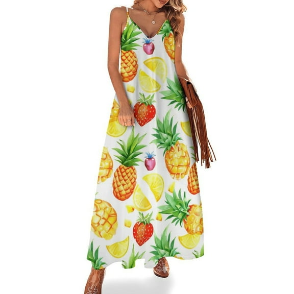 Lunarable Pineapple Sleeveless Dress for Women Clothing Female Women's Summer Skirt