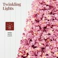 thumbnail image 4 of Best Choice Products Artificial Flocked Christmas Tree, 6ft Pre-Lit Holiday Decor w/250 Twinkle Lights - Pink, 4 of 9
