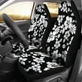 Black with White Hibiscus Hawaiian Flower Pattern Car Seat Covers Set