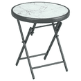 thumbnail image 1 of Outsunny Table Pliante d'Extérieur de 18 Pouces, avec Dessus en Verre Trempé, Blanc, 1 of 10