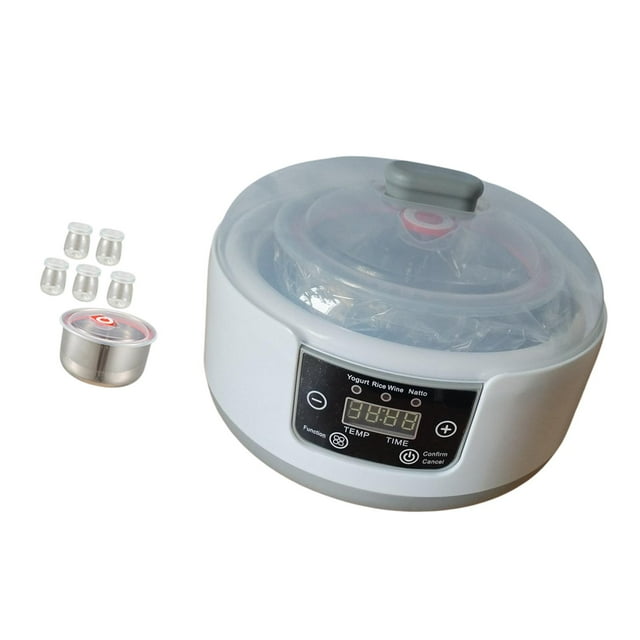 Maker de yogurt digital Máquina de yogurt eléctrico Diy, control de temperatura constante de bajo ruido doméstico casero con 5 frascos de vidrio