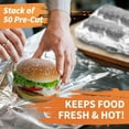 thumbnail image 5 of Insulation Sandwich Wrapping Paper Aluminum Foil Sheets - [50 Pack] - (14" x 10.3") - Aluminum Foil Sandwich Wrap Sheets For Sandwich Wraps, Burritos and BBQ, 5 of 14