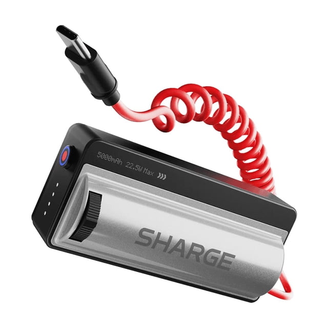 Sharge Grip Power Bank 5000mAh, carga rápida 18W y cable USB-C integrado