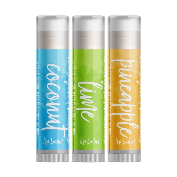 Delight Naturals Tropical Fruits Lip Balm Set - Coconut, Lime, Pineapple