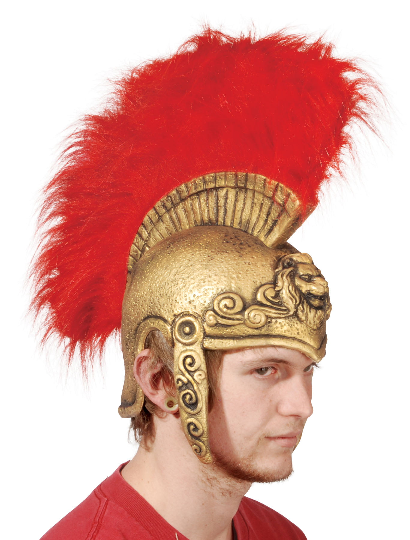 Loftus Red Plumage Roman Legion Battle Helmet, Bronze, One Size ...
