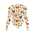 thumbnail image 2 of Xoenoiee Rooster Chicken Egg Sunflower Print Women's Long Sleeve Y2K Crop Top Trendy Asymmetrical Fitted Tee Shirts Elastic Going Out Tops Slim Fit Clothes, S, 2 of 7