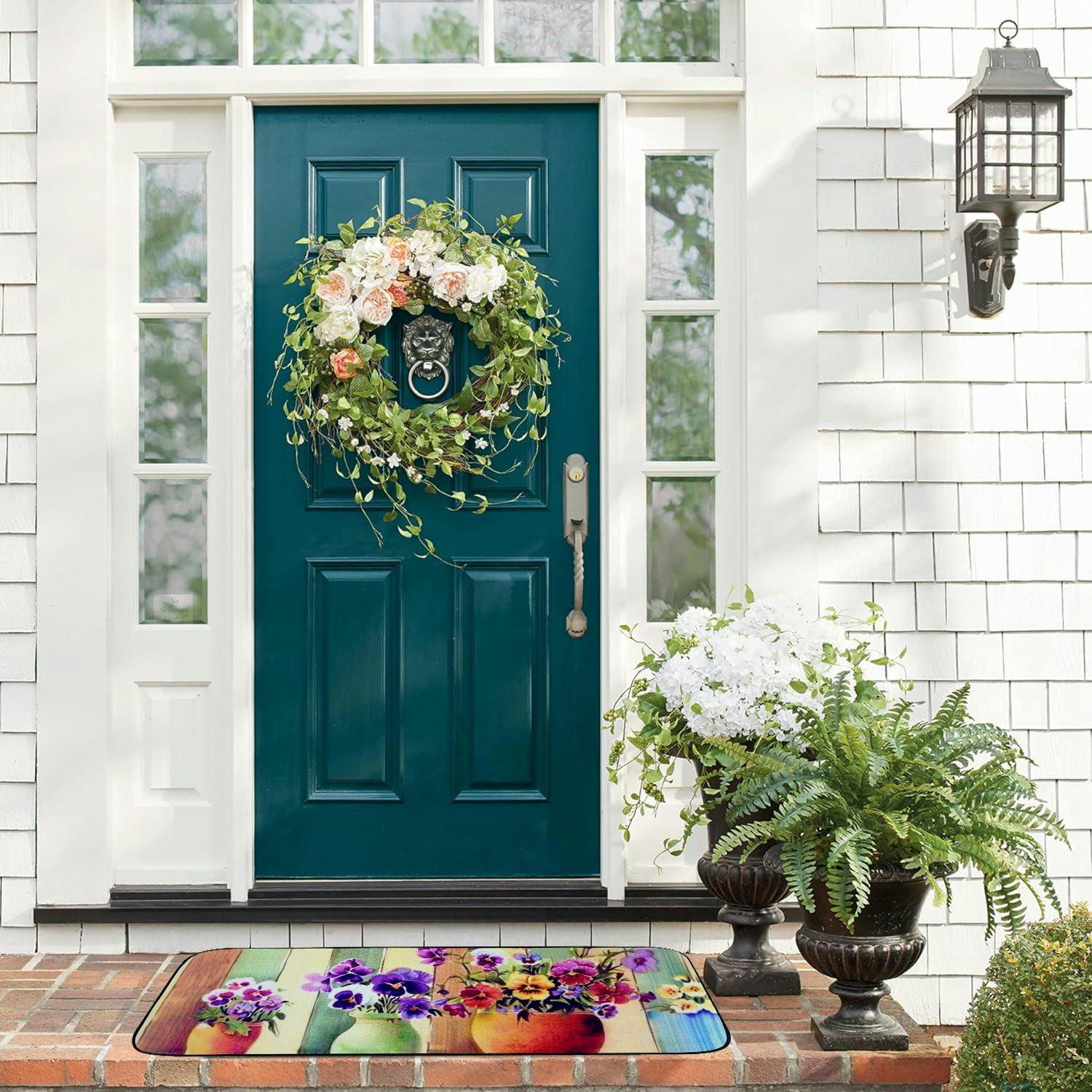 Heduofu Pansies Doormat Decorative Door Mat, Door Mat with Non-Slip Rubber Backing, Cleaning, Traps Dirt, for Entry, Patio, Garage 19.68*47.24 in