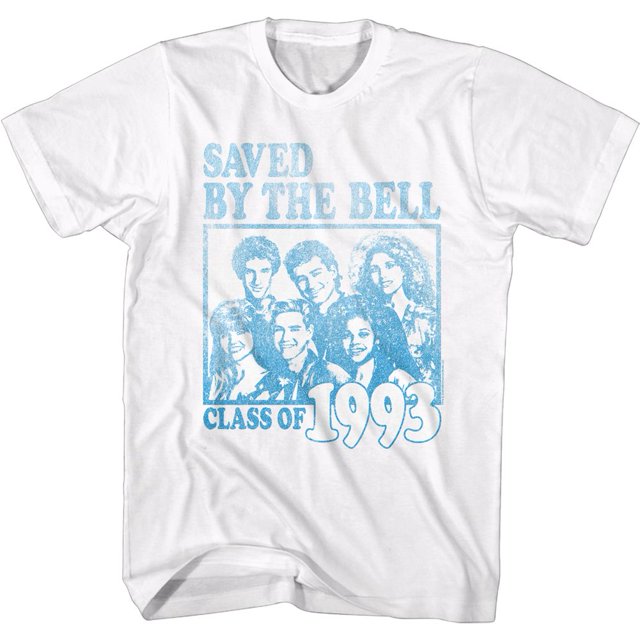 Saved By The Bell T-Shirt Adulte Blanc Délavé Classe de 93 6TG