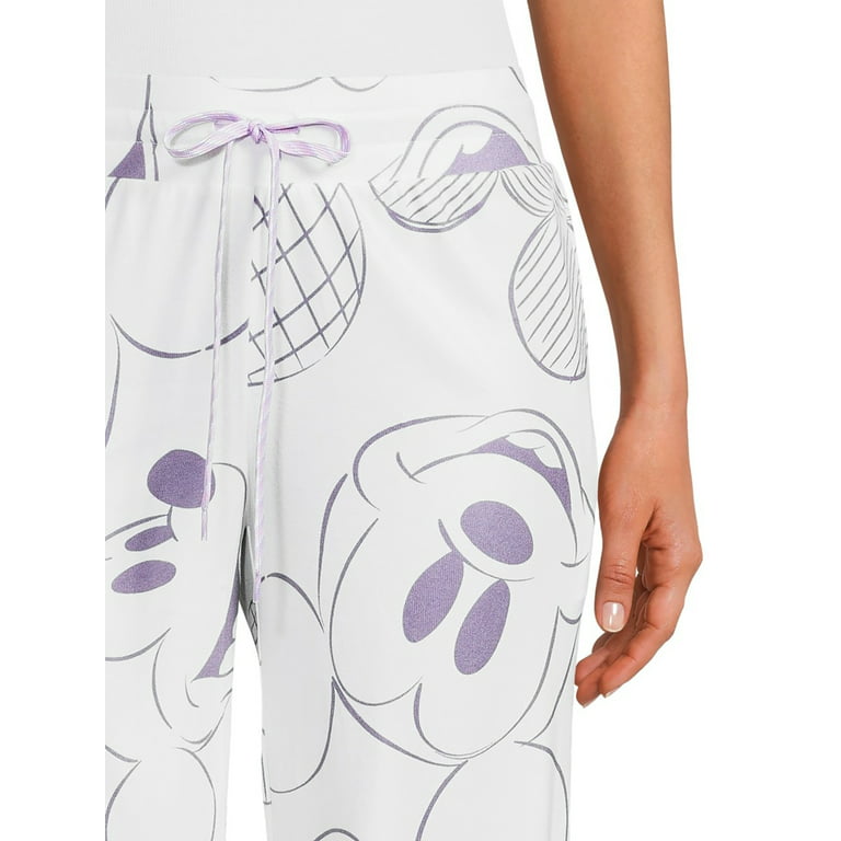 Womens Plus Size Disney Minnie Mouse T-Shirt & Lounge Pants Bow Pajama Gray  Set 