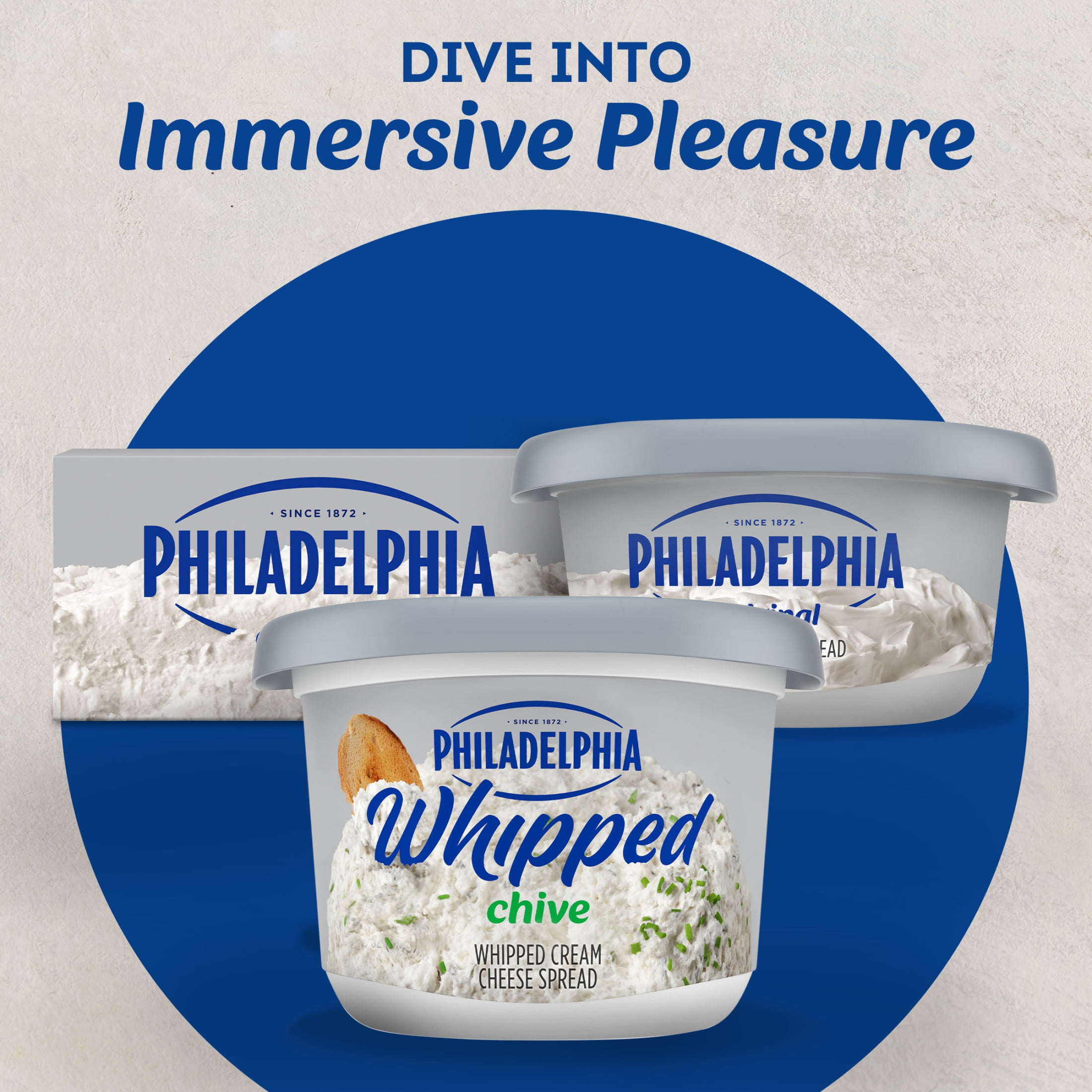 Philadelphia Whipped Flavored Cream Cheese Spread, 1 Tub, for Smooth, Spreadable Mornings, Chive, No Artificial Preservatives, Flavors or Dyes, 7.5 oz