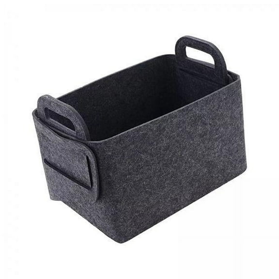 deevoka 2xFelt Storage Basket Organizer Blanket Keepsakes Home Collapsible Storage Bin Deep Gray 18x13x11cm 2 Pcs