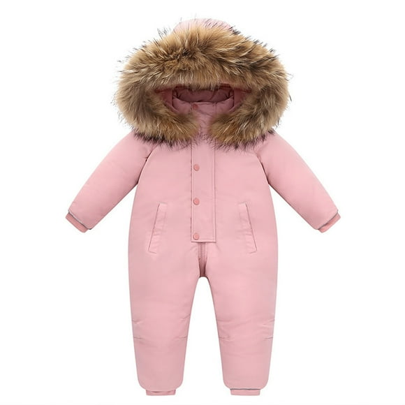 MEZZALL Kids Winter Overalls Ski Suits Boys Girls Windproof Snowboard Jumpsuits Snowsuit Jackets Coats Soft Infants Dailywear, Pink, 12-24 Months