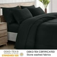 thumbnail image 6 of Chezmoi Collection Piper Oversized Queen Bed in a Bag 7-Pieces Honeycomb Geometric Hexagon Quilted Stone Washed Microfiber Comforter with Sheets Lightweight All Season Bedding, Oversized Queen, Black, 6 of 9