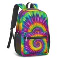 thumbnail image 2 of Purple and Yellow Tie Dye Pattern 17" School Backpacks for Teens,Waterproof Oxford Fabric,S-Shape Padded Straps for School,Travel,Hiking,Camping, 2 of 6