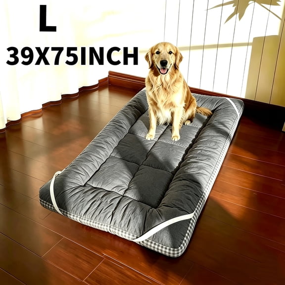 Extra for large Warm Winter Dog Bed Mat, Luxury Upgrade, Soft Washable Mattress Topper, Rectangular for Large Dogs & Multi-Pet Households, All Breed Sizes, Four Corner Tie Strap Design, All Season U