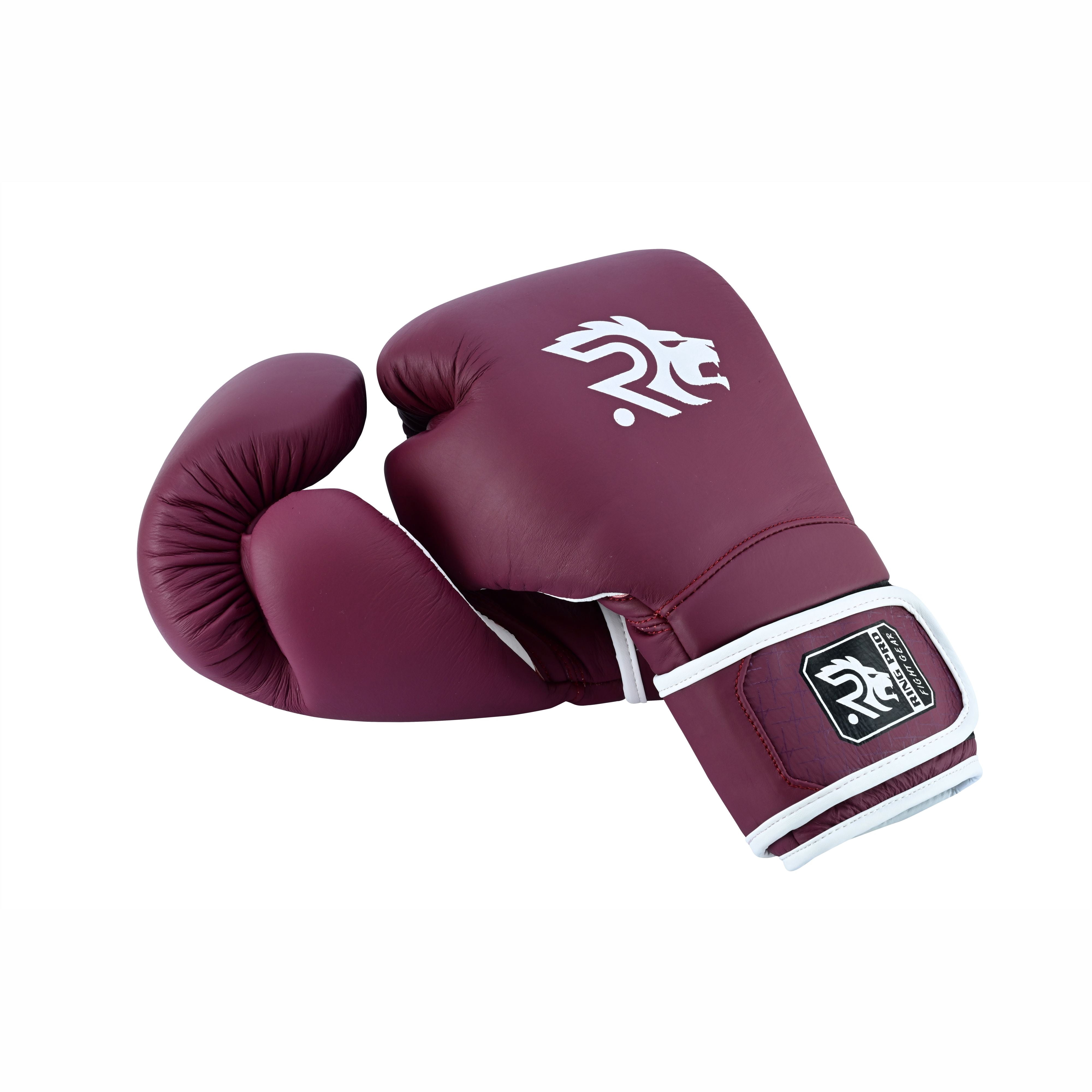Ring Pro Sports Smash Series Boxing Glove Made of Matte Cowhide Leather for Boxing & MMA - Maroon 12 oz