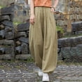 thumbnail image 6 of Sokhug Womens Lantern Pants Linen-Blend High Waisted Drawstring with Pockets Casual Elastic Waist Jogger Trousers, 6 of 8