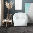thumbnail image 2 of Farleigh Modern Living Room Round Back Soft Plush Fabric Swivel Chair in White, 2 of 6