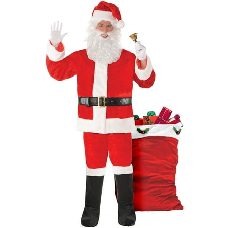 Party City Plush Red Santa Suit Costume Kit for Adults, Christmas Costume, Extra Extra