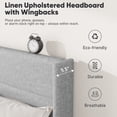 thumbnail image 7 of Frostbloom King Size Platform Bed Frame, Linen Upholstered Wingback Headboard, Light Gray, 7 of 7
