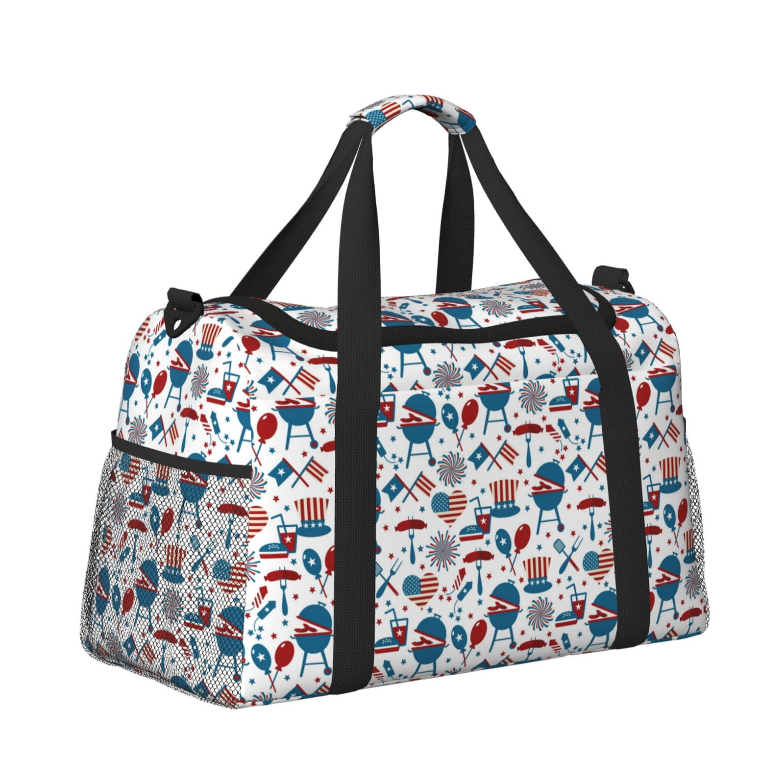 Fuzoiu Fourth Of July Party Print Travel Duffle Bag,Carry On Tote Bags,Duffel Bag,Sport Gym Bag, Hospital Bag for Labor and Delivery, Overnight Bag,Luggage Bag