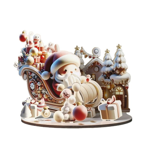 Gkeoshab Desktop Ornament 3D Wooden Puzzles For Christmas Tree Dollhouse Miniature DIY House Kit 3D Wooden Puzzle Craft Kit For Adults Teen Home & Garden