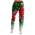 thumbnail image 5 of Women's Christmas Print Pajama Pants, Elastic Waist Tapered Casual Jogger Trousers, Holiday Cozy Soft Winter Sleepwear Bottoms Vermilion L, 5 of 5