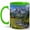 Green, variant on Alpine Cabin Mountain Coffee Mug, Outdoor Nature Mug, Hiking Birthday Christmas Gift, Snowy Peak Stream Wildflower Landscape Art, 11 oz White Ceramic Coffee Cup for Tea Lovers