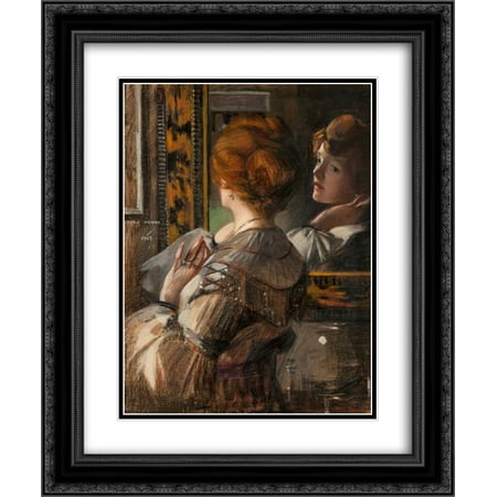 - George Henry 2x Matted 20x24 Black Ornate Framed Art Print 'The Tortoiseshell Mirror'