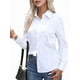 thumbnail image 3 of Camisas de Botones Súper Suaves y Antiarrugas para Mujer, de Larga, Lisas, A Rayas, para Vestir Formalmente en el Trabajo. 4XL, 3 of 10