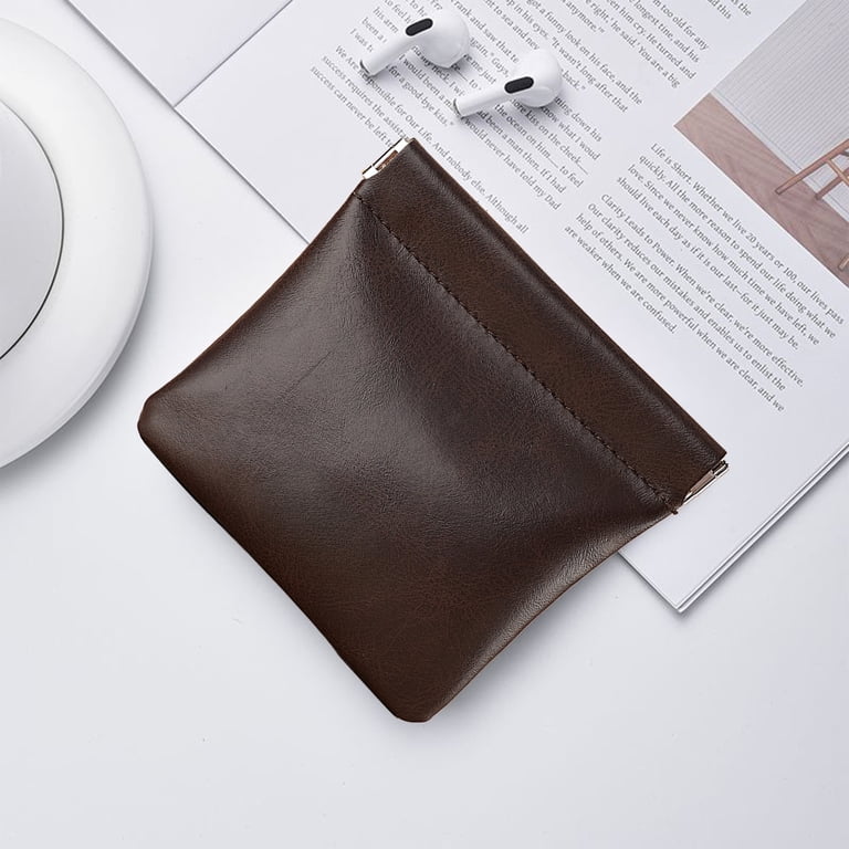 Beautynvta Leather Squeeze Coin Purse, Mini Coin Purse, Portable