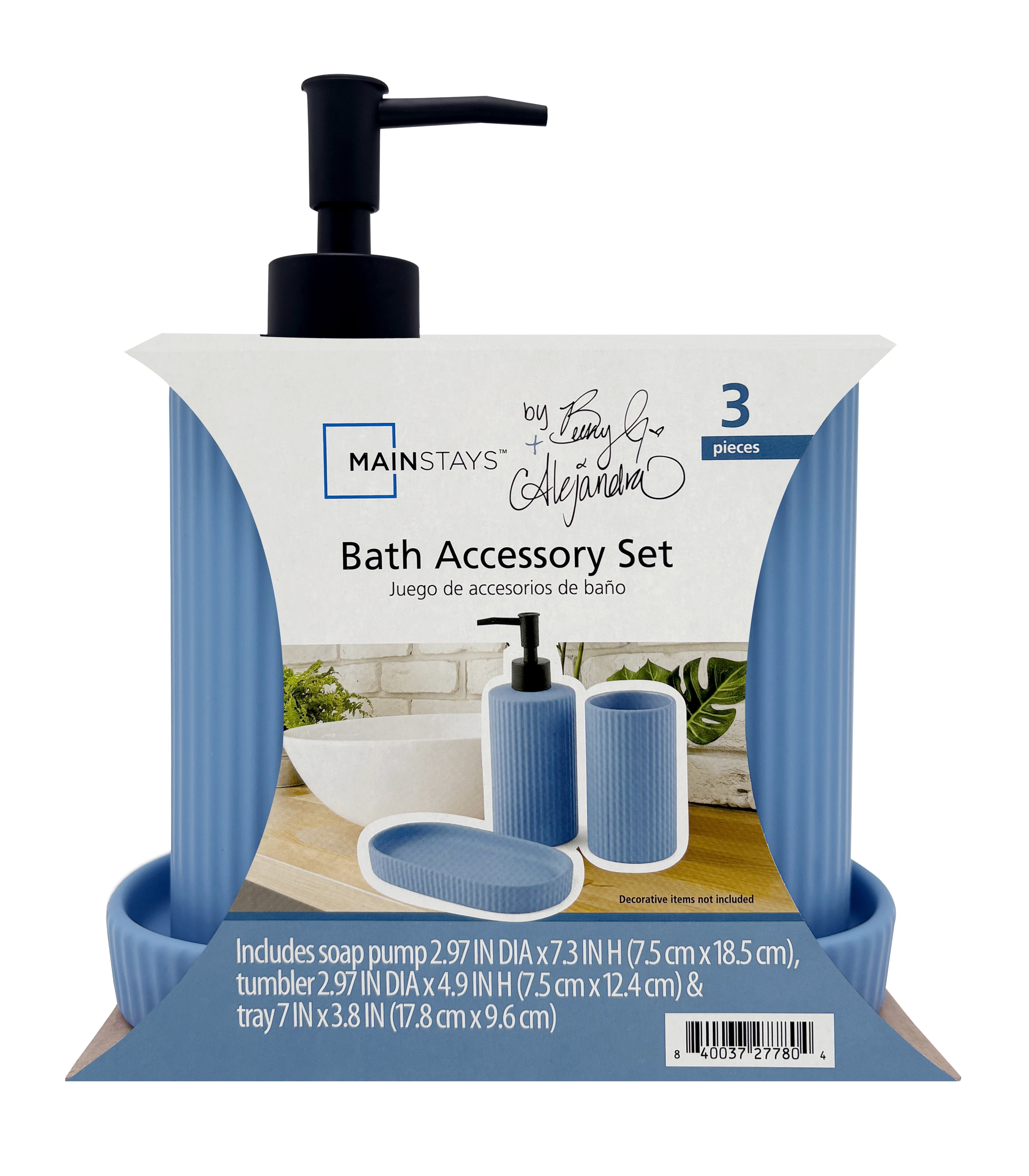 Mainstays By Becky G. & Alejandra 3-Piece Bath Accessory Set, Blue