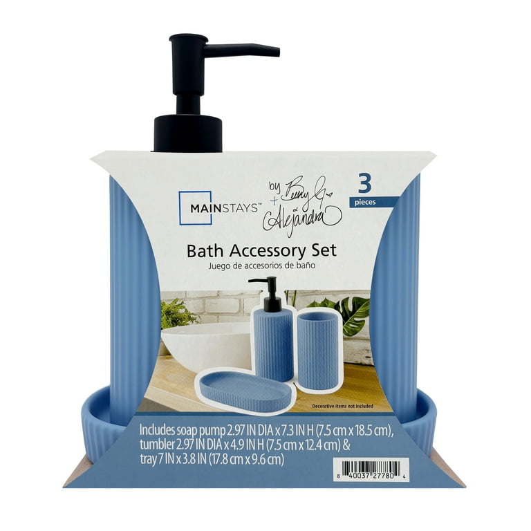 Mainstays By Becky G. & Alejandra 3-Piece Bath Accessory Set, Blue