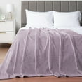 thumbnail image 6 of PAVILIA Soft Fleece Lavender Lilac Throw Blanket for Couch, Lightweight Plush Warm Blankets for Bed, Fuzzy Cozy Flannel Blanket Throw for Sofa, Travel, Jacquard Pattern, Light Purple, 50x60 inch, 6 of 8