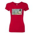 thumbnail image 2 of Let it Snow Green Scarf Snowman Christmas Womens Slim Fit Junior Tee, Red, Medium, 2 of 3