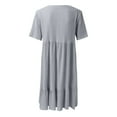 thumbnail image 7 of vigerkar Women's Summer Empire Waist Dress Smocked Flutter Short Sleeve V Neck Midi Dresses 2025 New Light Gray, XXL, 7 of 7