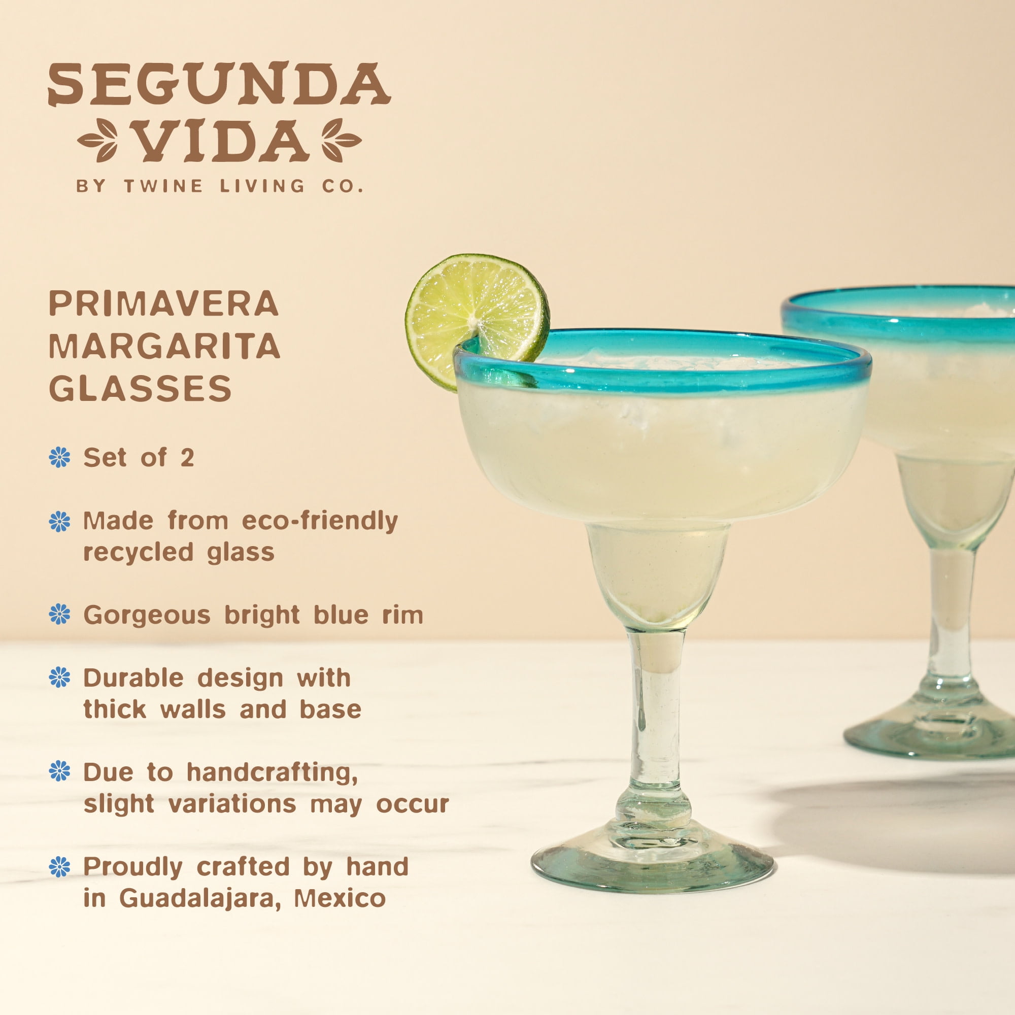 Sobremesa Hand-Blown Recycled Margarita Glasses (Set of 2), 3 Colors,  Recycled Glass on Food52