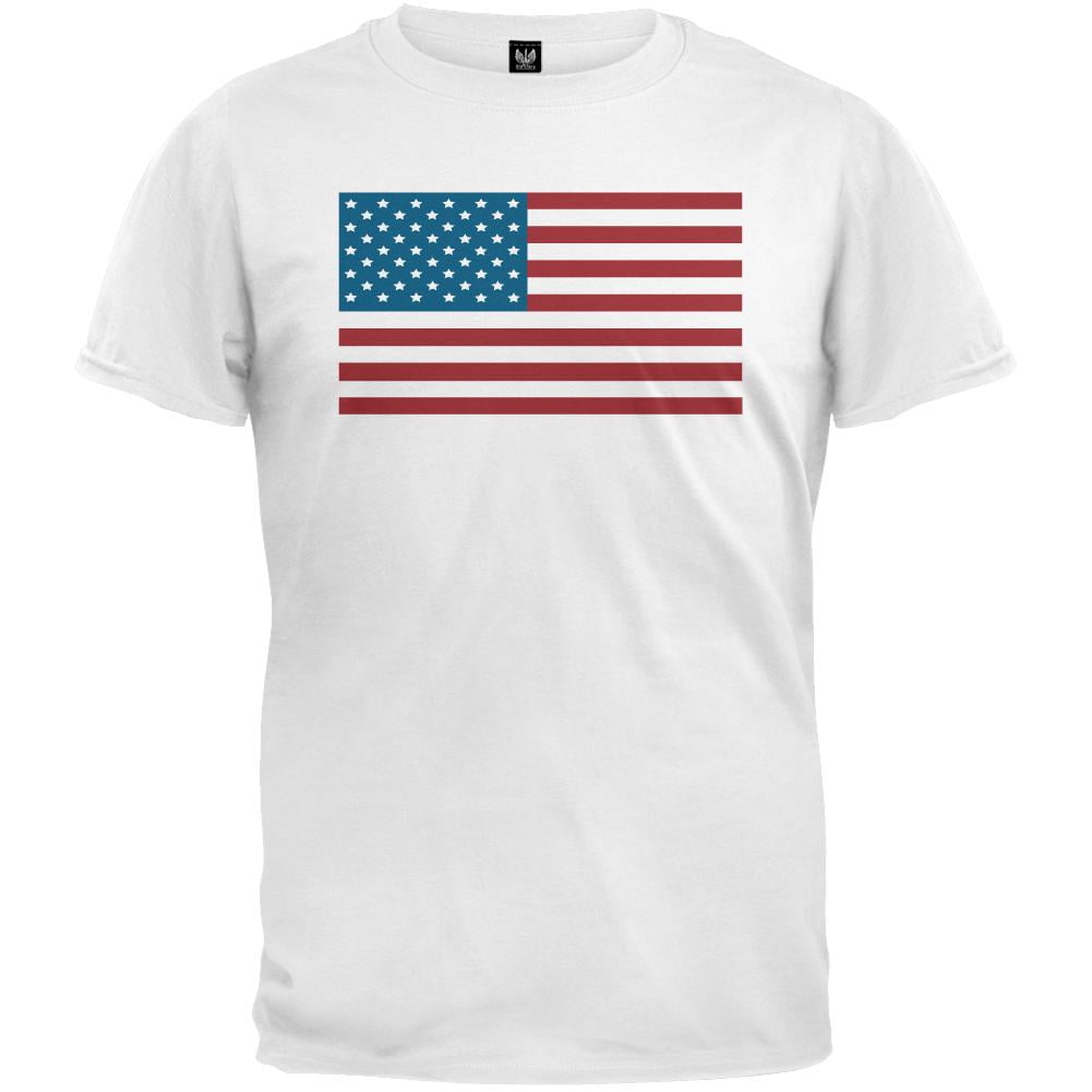 STUFF4 Boy's White Round Neck T-Shirt/USA American Flag/SZ 