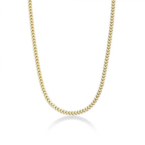 Yellow Gold Plated 925 Sterling Silver 3MM Franco Chain Necklace - 24 Inch