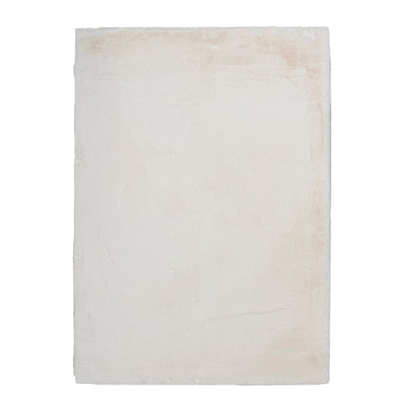 Linon Maven Faux Rabbit White 3' X 5' Rectangle Area Rug RUGFR0235