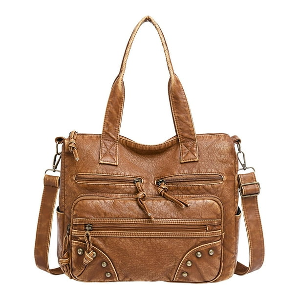 Bolso de mano suave para mujer, bandolera de piel sintética de gran capacidad, estilo hobo EstiloC
